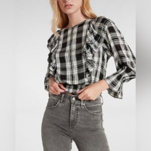EXPRESS Plaid Ruffle Blouse